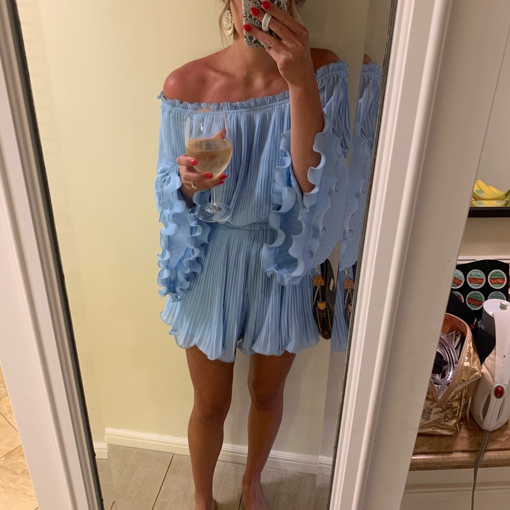 Pleated off the shoulder romper